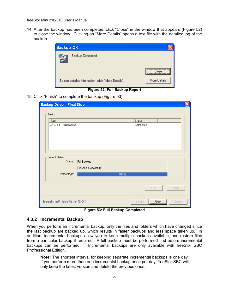 Ncremental, Ackup | Freedom9 USB User Manual | Page 32 / 67