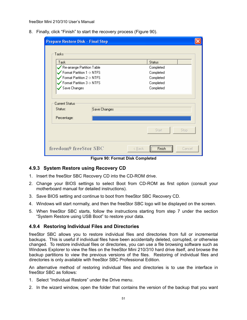 Ystem, Estore using, Ecovery | Estoring, Ndividual, Iles and, Irectories | Freedom9 USB User Manual | Page 54 / 67