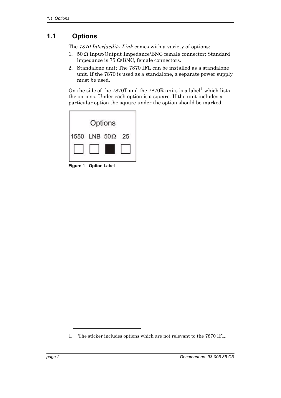 1 options, Figure 1 option label | Foxconn Interfacility Link 7870 User Manual | Page 10 / 54