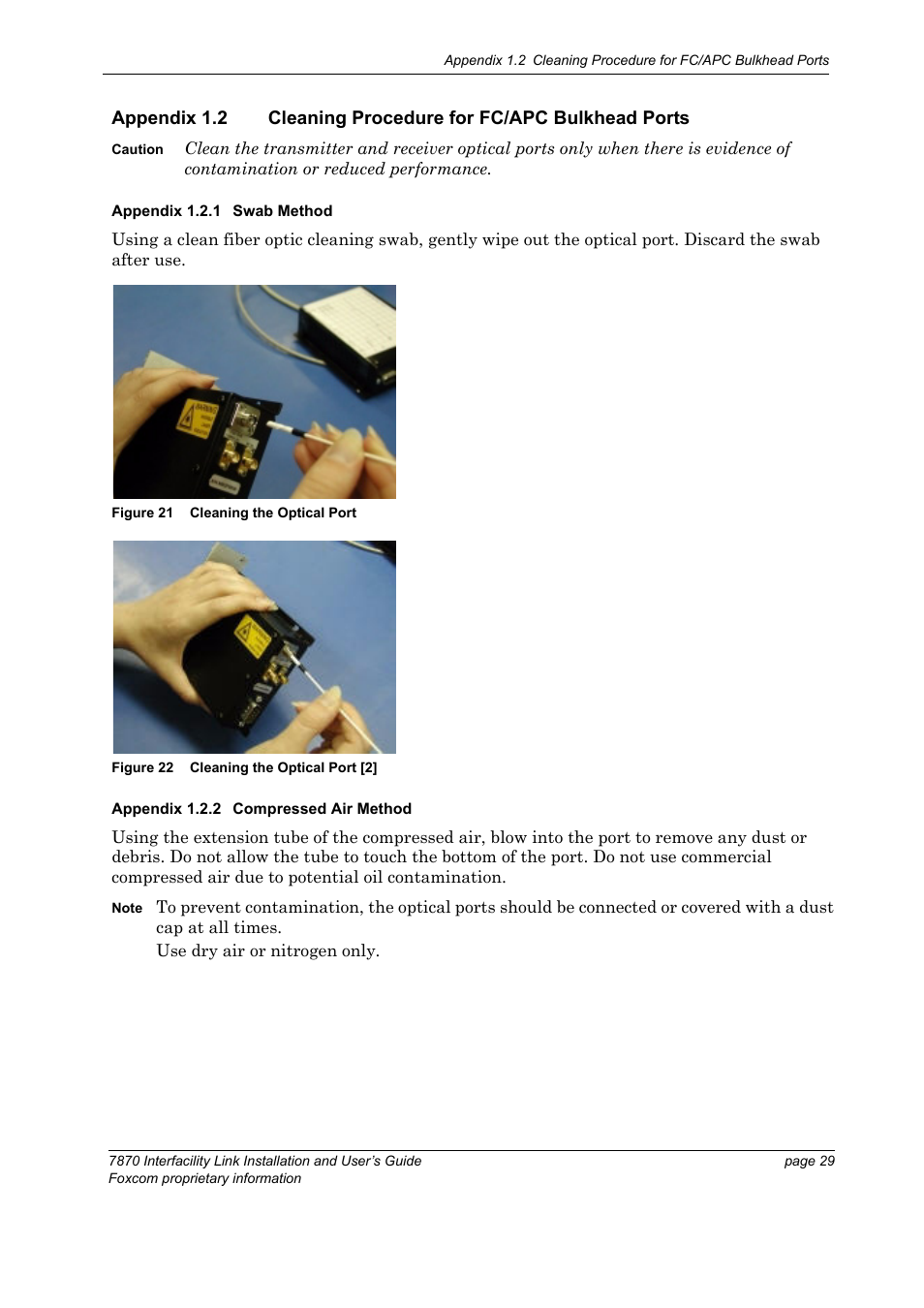 Appendix 1.2.1 swab method, Appendix 1.2.2 compressed air method | Foxconn Interfacility Link 7870 User Manual | Page 37 / 54