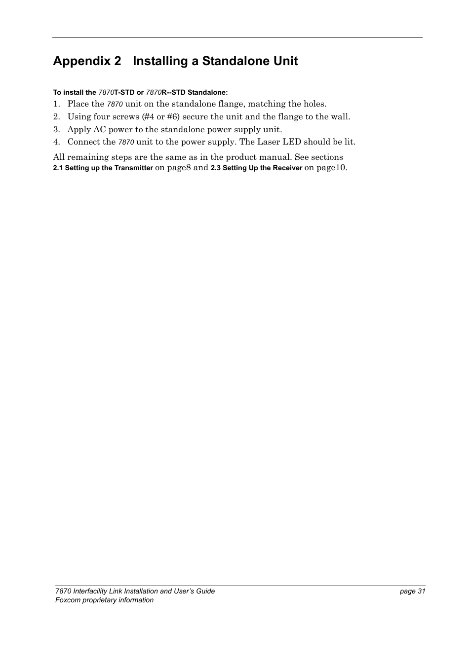 Appendix 2 installing a standalone unit | Foxconn Interfacility Link 7870 User Manual | Page 39 / 54