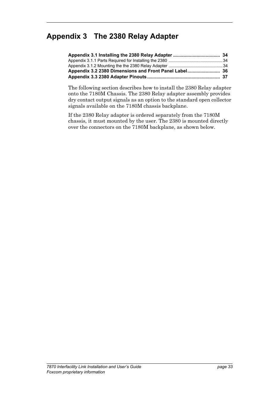 Appendix 3 the 2380 relay adapter, E appendix 3 the 2380, T. see appendix 3 the | Foxconn Interfacility Link 7870 User Manual | Page 41 / 54