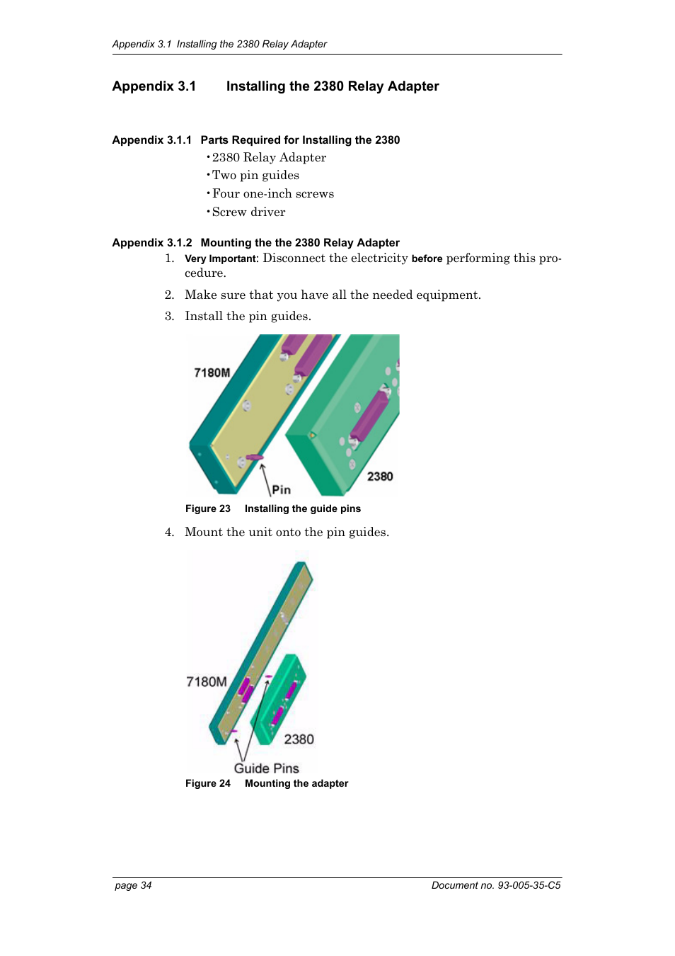 Appendix 3.1 installing the 2380 relay adapter, Appendix 3.1.2 mounting the the 2380 relay adapter | Foxconn Interfacility Link 7870 User Manual | Page 42 / 54