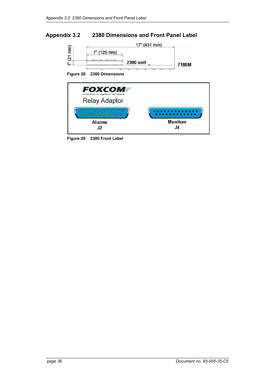 Appendix 3.2 2380 dimensions and front panel label | Foxconn Interfacility Link 7870 User Manual | Page 44 / 54