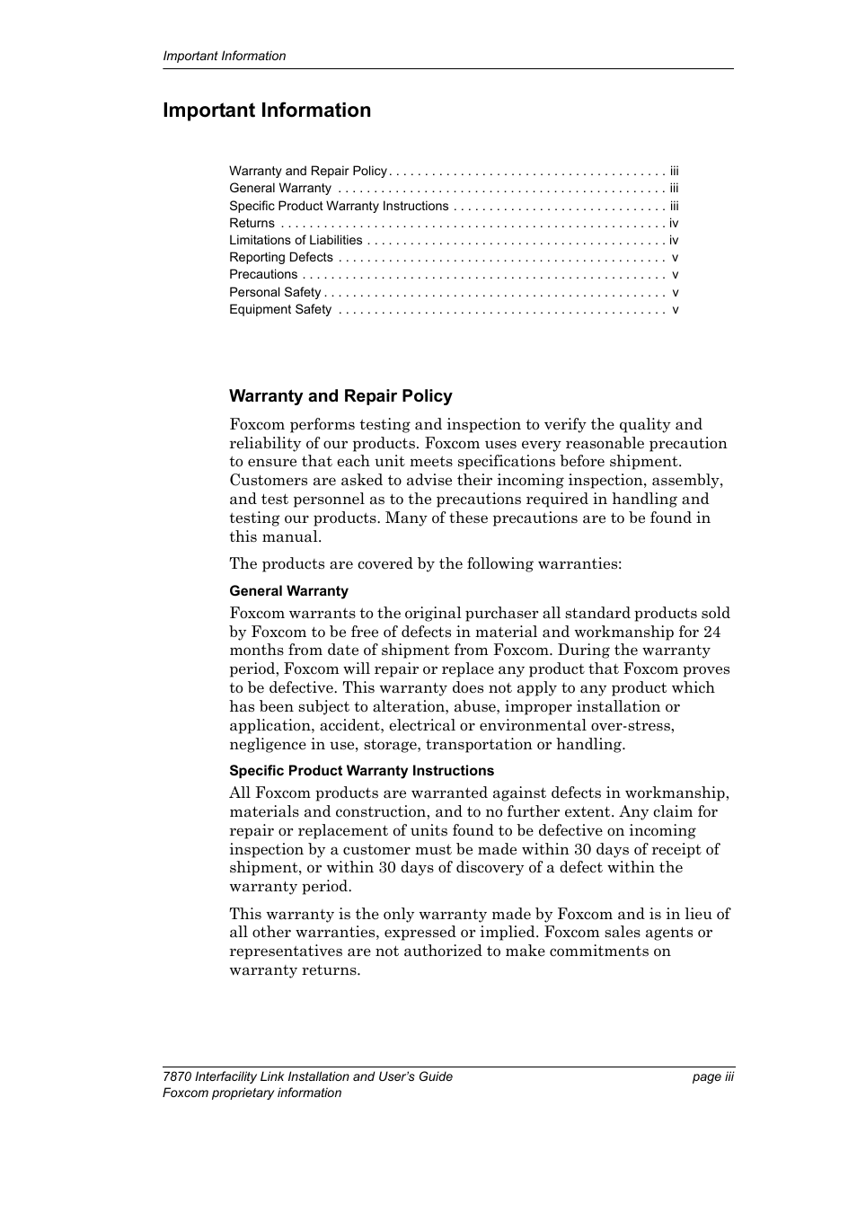 Important information | Foxconn Interfacility Link 7870 User Manual | Page 5 / 54
