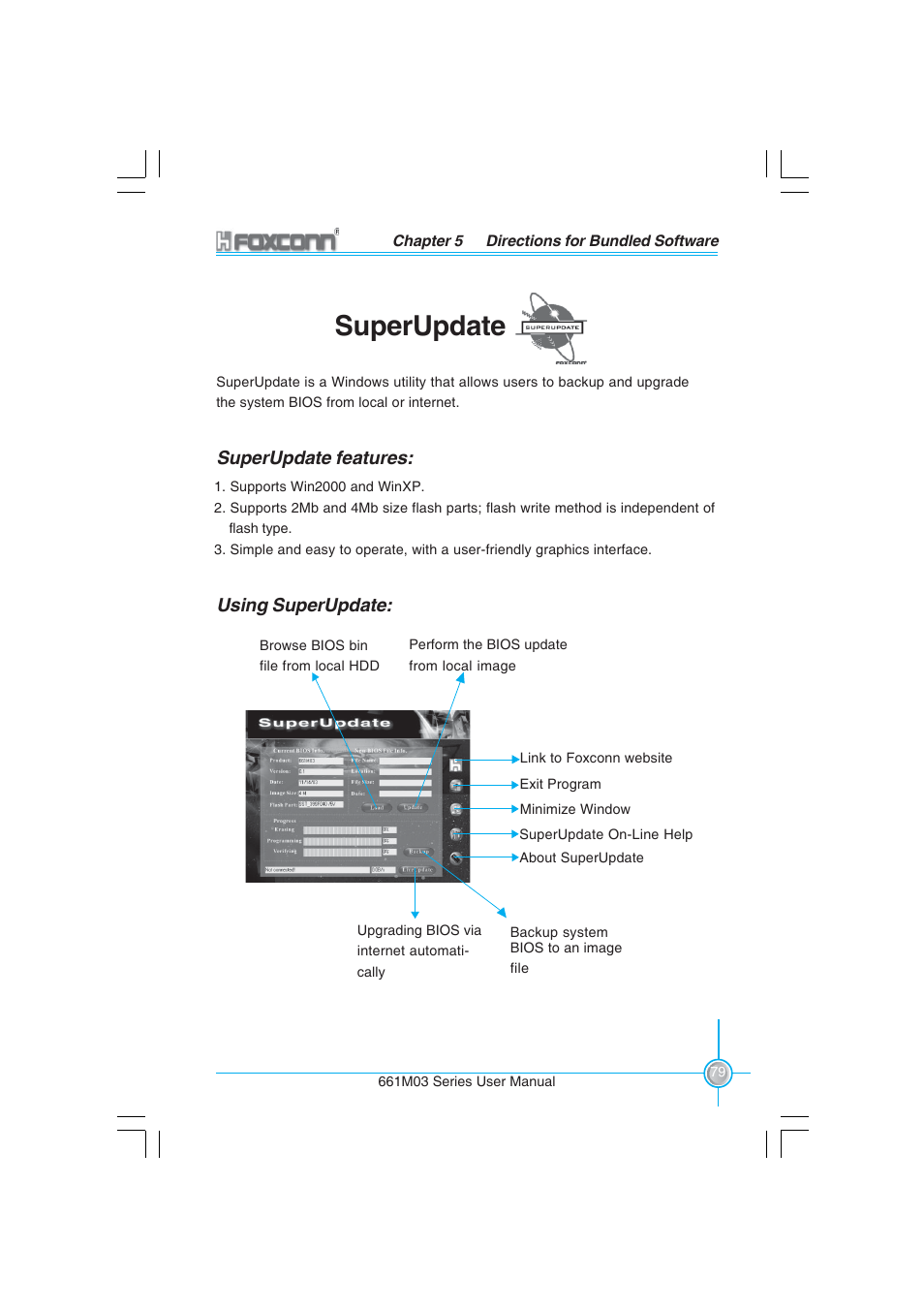 Superupdate, Superupdate features, Using superupdate | Foxconn 661M03 User Manual | Page 87 / 104