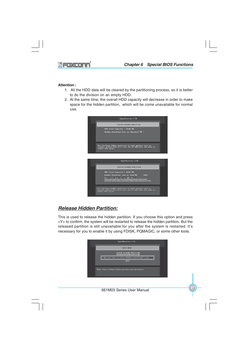 Release hidden partition | Foxconn 661M03 User Manual | Page 99 / 104