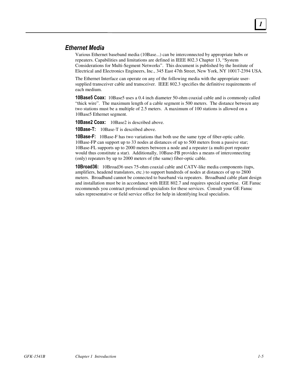 Ethernet media | FANUC Robotics America GFK-1541B User Manual | Page 10 / 240