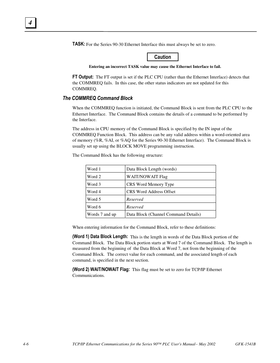 The commreq command block | FANUC Robotics America GFK-1541B User Manual | Page 121 / 240