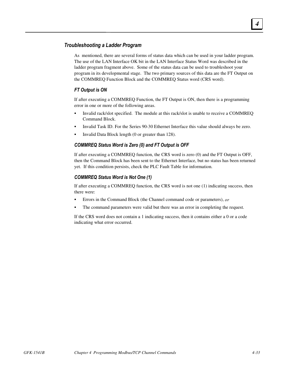 Troubleshooting a ladder program | FANUC Robotics America GFK-1541B User Manual | Page 148 / 240