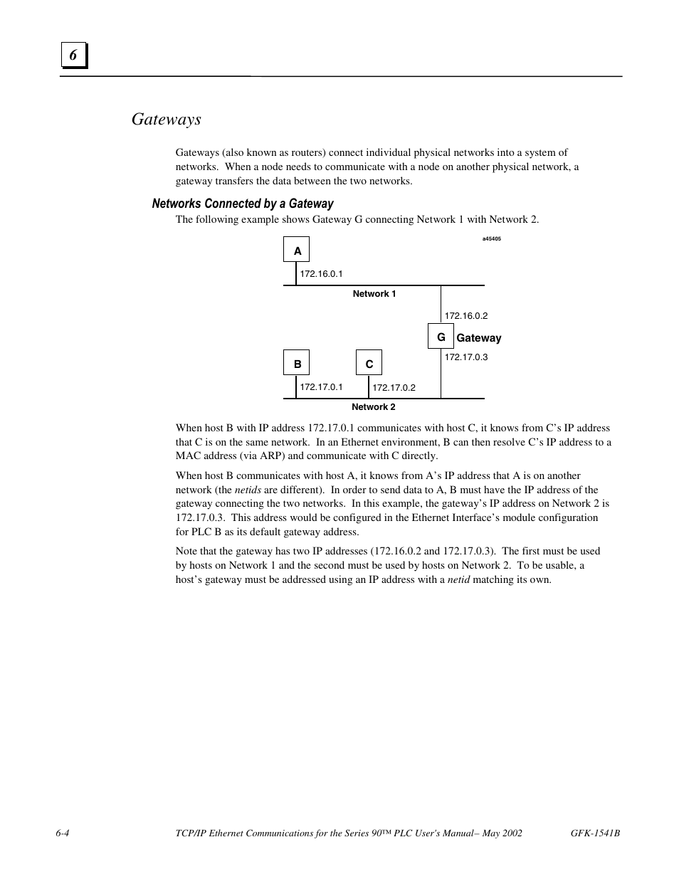 Gateways, Networks connected by a gateway | FANUC Robotics America GFK-1541B User Manual | Page 179 / 240