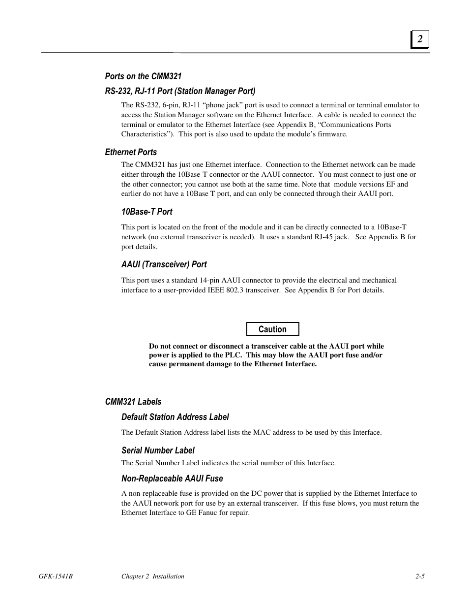 Ports on the cmm321 | FANUC Robotics America GFK-1541B User Manual | Page 18 / 240