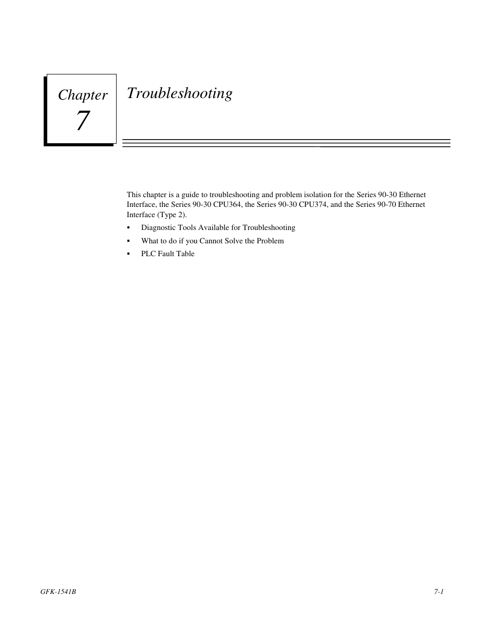 Troubleshooting, Chapter | FANUC Robotics America GFK-1541B User Manual | Page 188 / 240