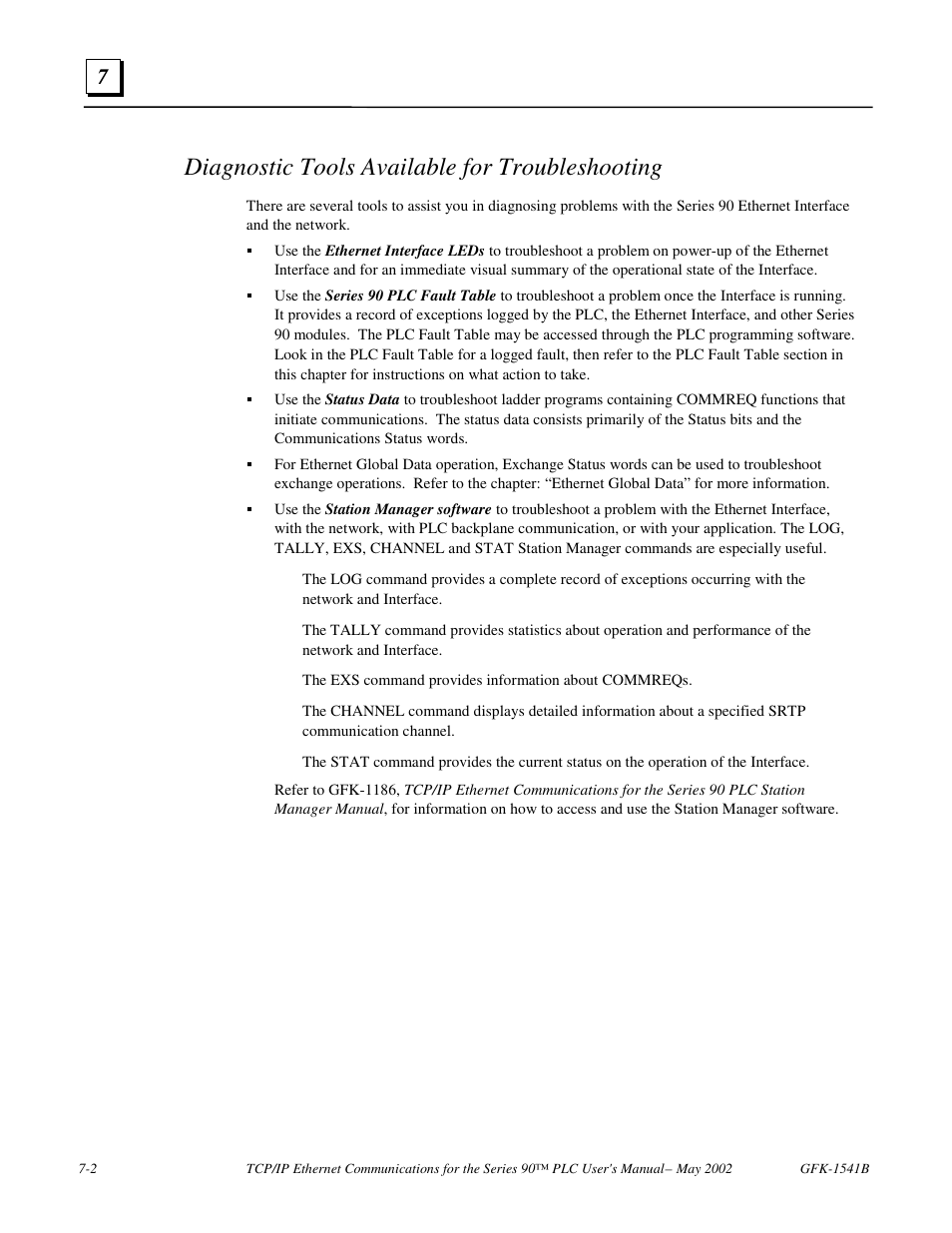 Diagnostic tools available for troubleshooting | FANUC Robotics America GFK-1541B User Manual | Page 189 / 240
