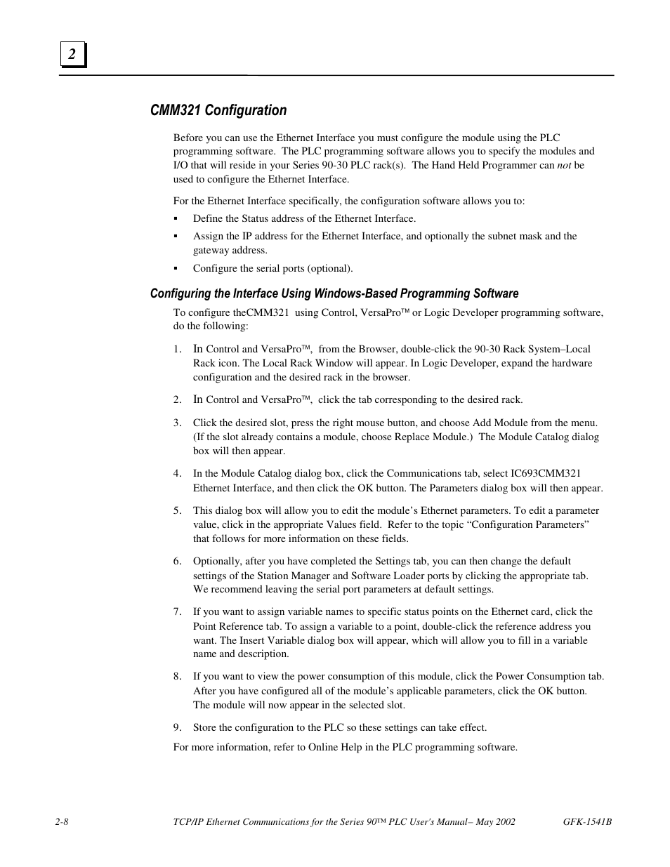 Cmm321 configuration | FANUC Robotics America GFK-1541B User Manual | Page 21 / 240