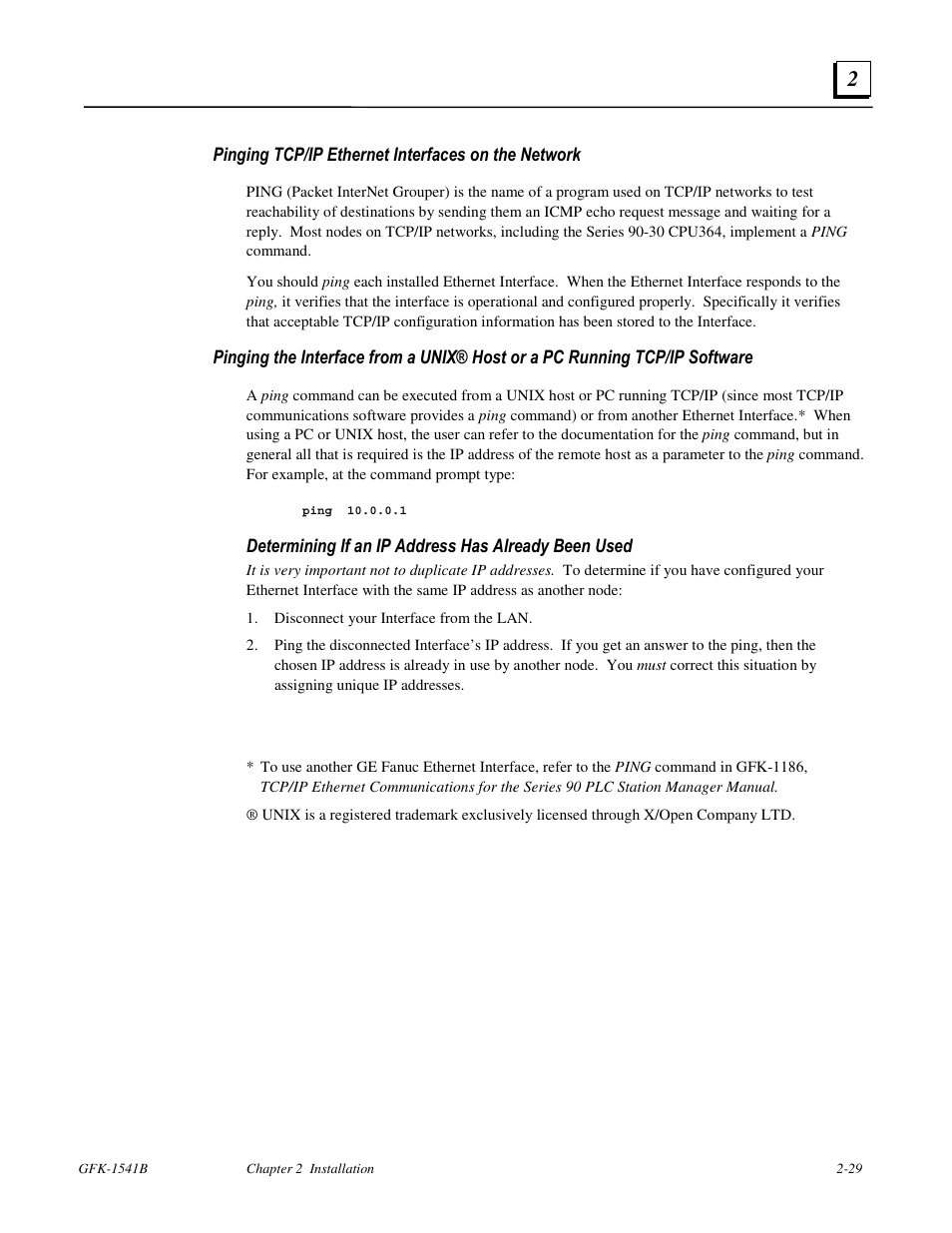 Pinging tcp/ip ethernet interfaces on the network | FANUC Robotics America GFK-1541B User Manual | Page 42 / 240