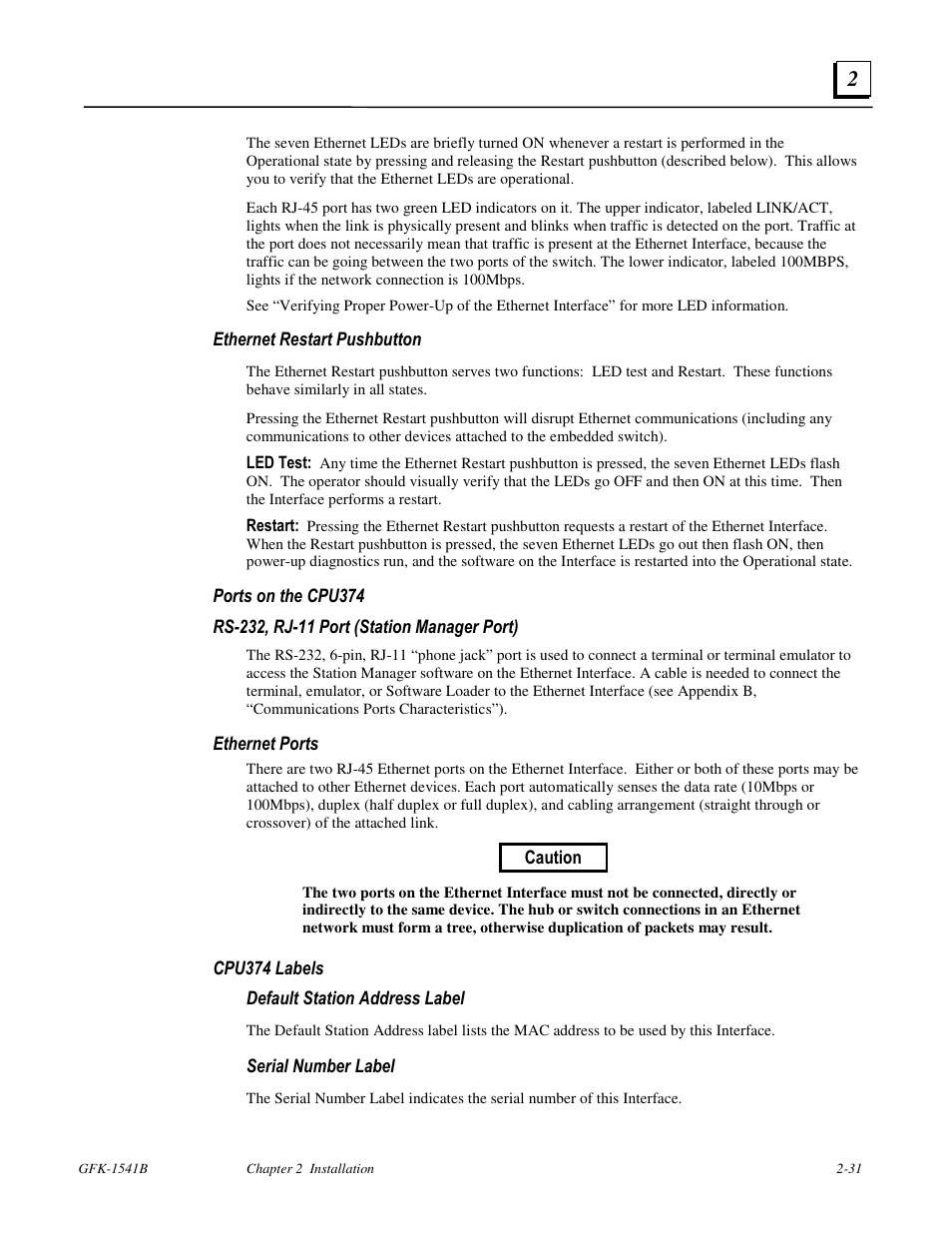 Ports on the cpu374 | FANUC Robotics America GFK-1541B User Manual | Page 44 / 240