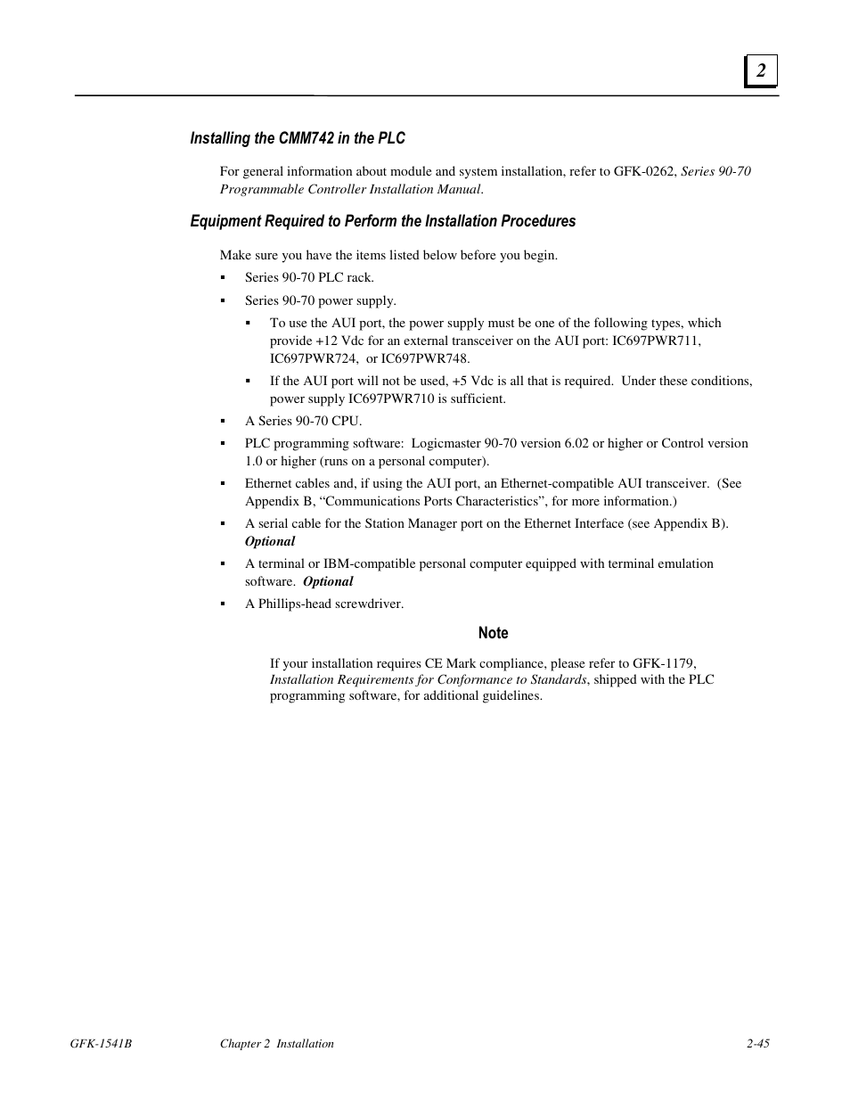 Installing the cmm742 in the plc | FANUC Robotics America GFK-1541B User Manual | Page 58 / 240