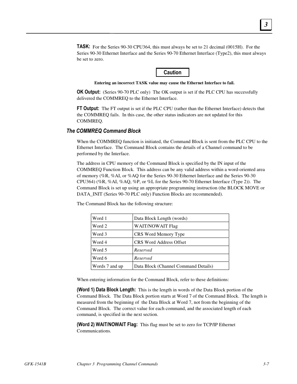 The commreq command block | FANUC Robotics America GFK-1541B User Manual | Page 74 / 240