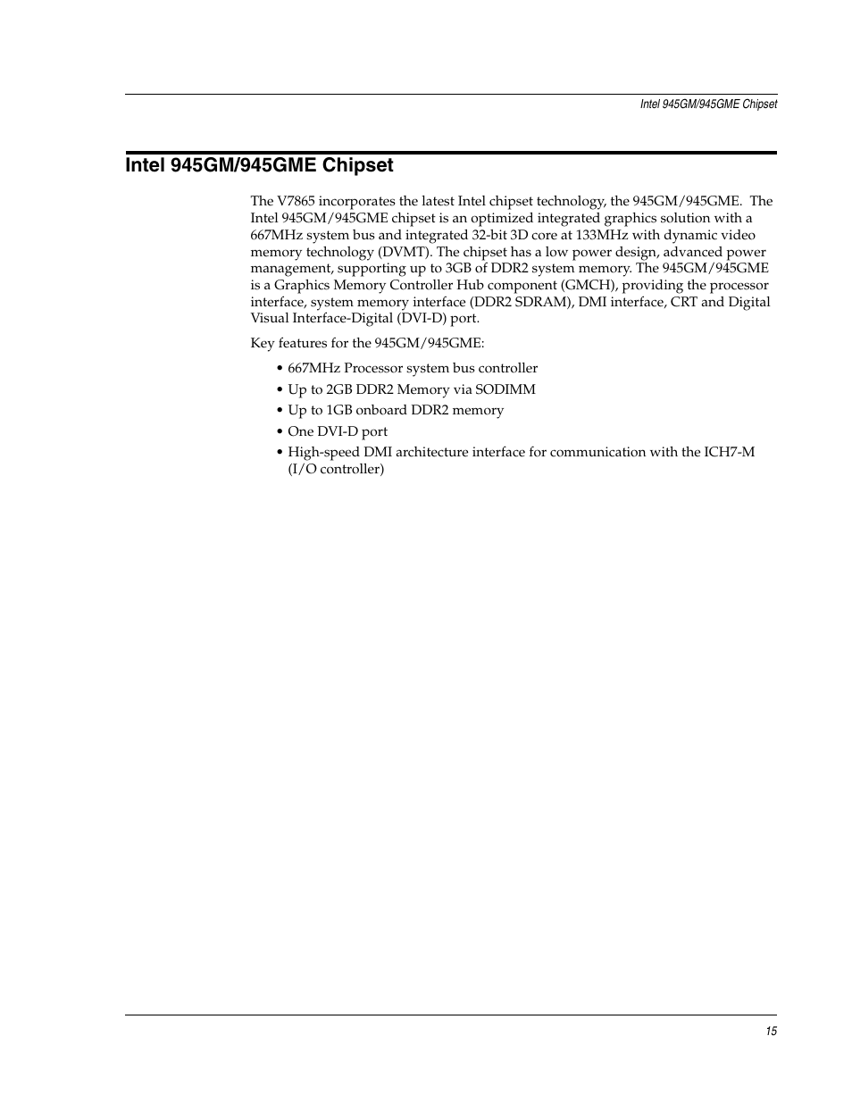 Intel 945gm/945gme chipset | FANUC Robotics America V7865* User Manual | Page 15 / 103