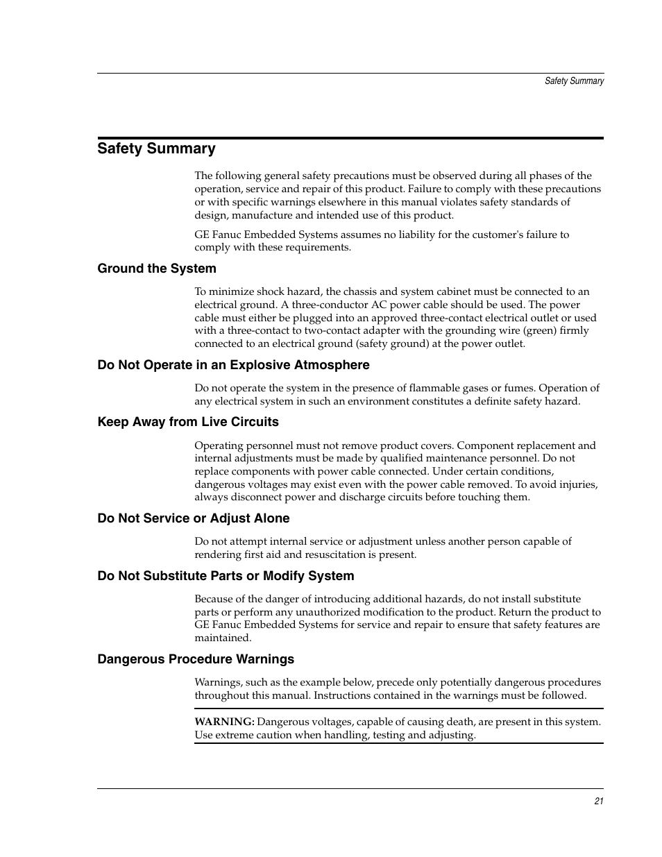 Safety summary | FANUC Robotics America V7865* User Manual | Page 21 / 103