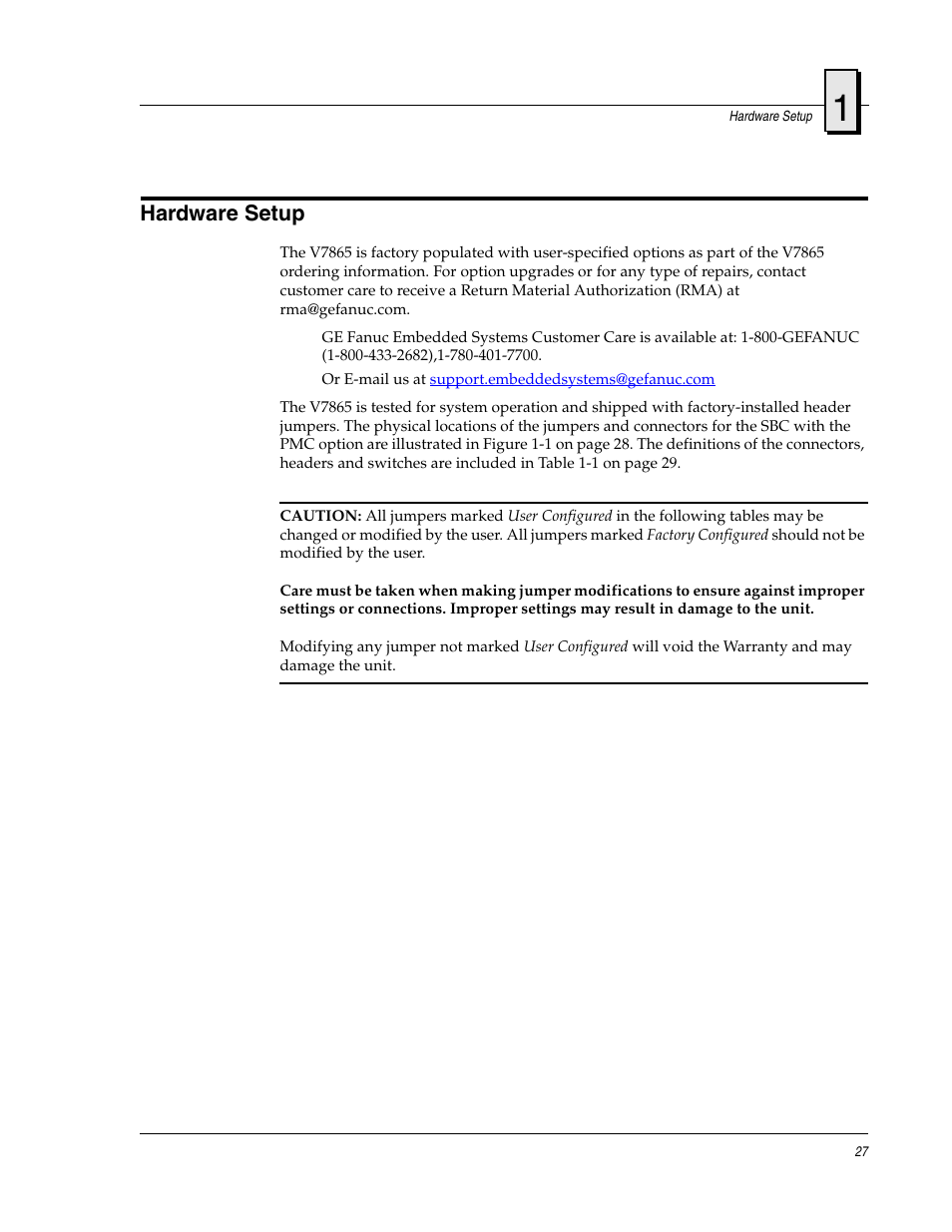 Hardware setup | FANUC Robotics America V7865* User Manual | Page 27 / 103