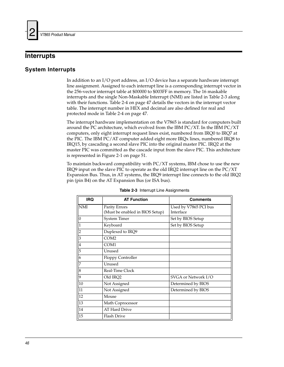 Interrupts, System interrupts | FANUC Robotics America V7865* User Manual | Page 46 / 103