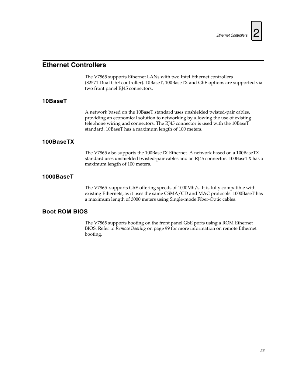 Ethernet controllers, 10baset, 100basetx | 1000baset, Boot rom bios | FANUC Robotics America V7865* User Manual | Page 53 / 103