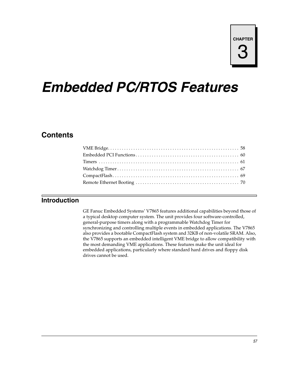 Embedded pc/rtos features, Chapter 3 - embedded pc/rtos features | FANUC Robotics America V7865* User Manual | Page 57 / 103