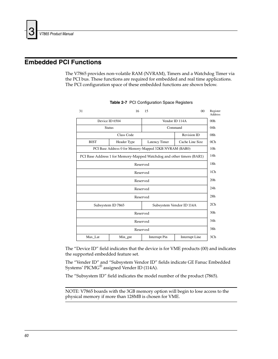 Embedded pci functions | FANUC Robotics America V7865* User Manual | Page 60 / 103