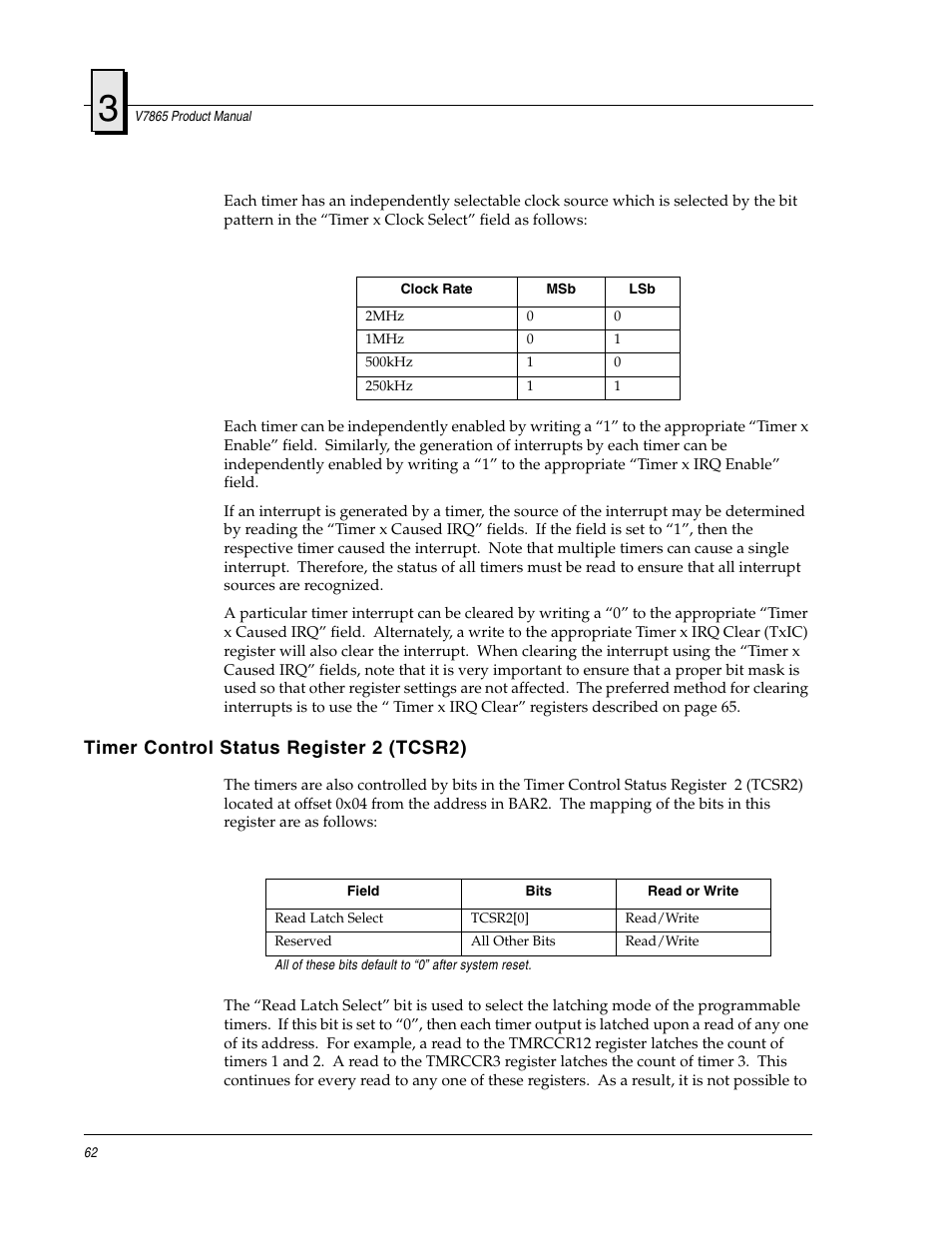 Timer control status register 2 (tcsr2) | FANUC Robotics America V7865* User Manual | Page 62 / 103