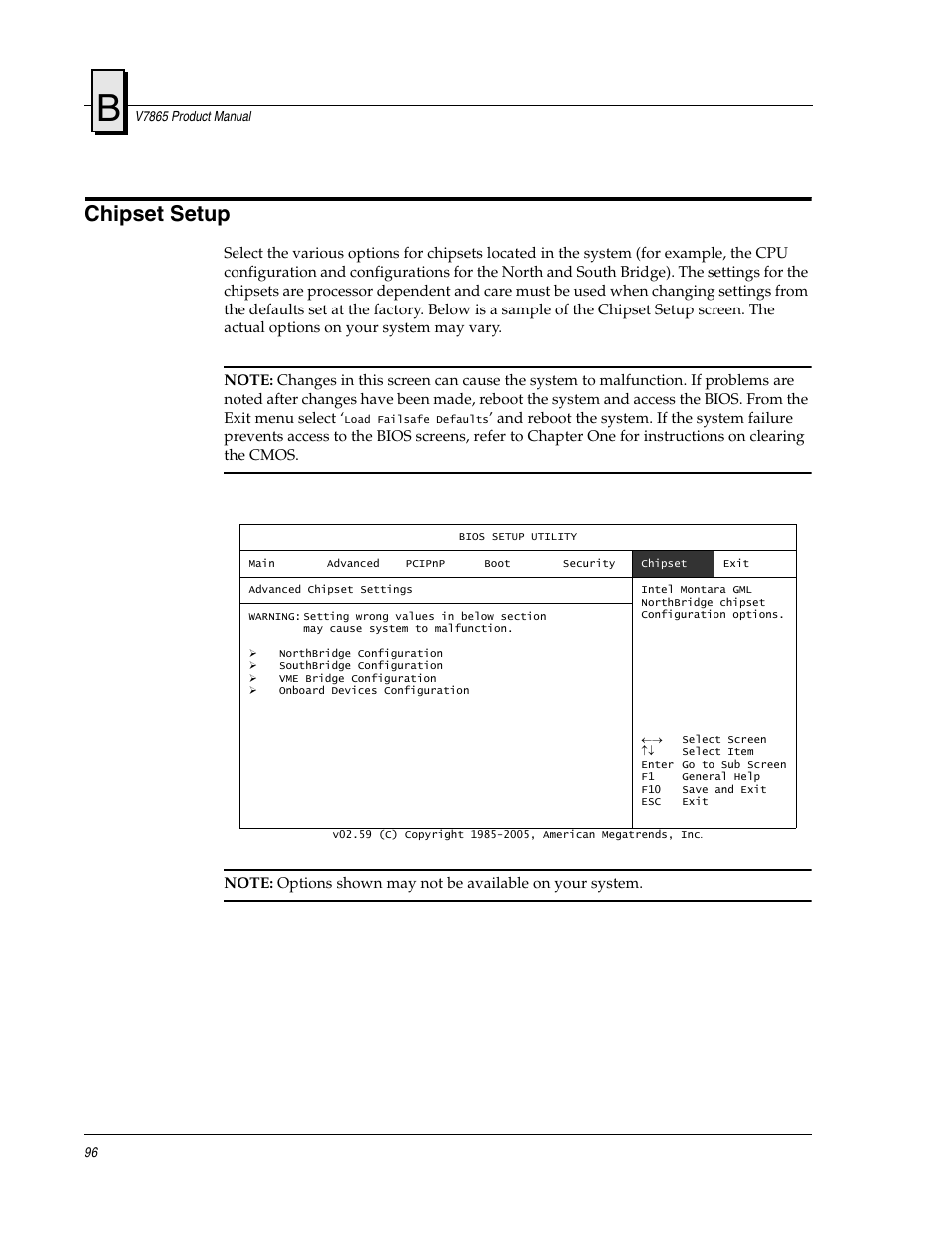 Chipset setup | FANUC Robotics America V7865* User Manual | Page 96 / 103