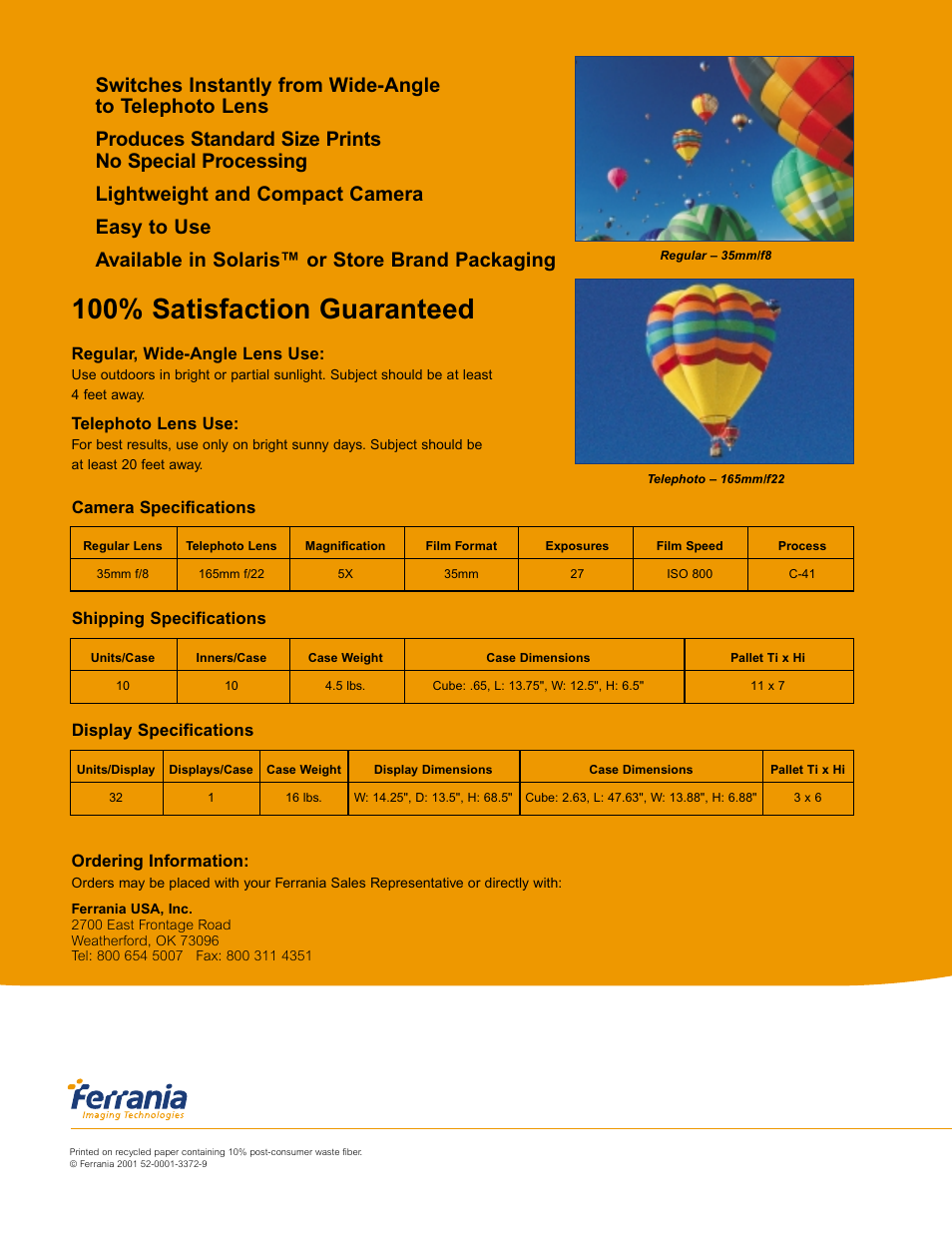 100% satisfaction guaranteed | Ferrania Telephoto Camera User Manual | Page 2 / 2