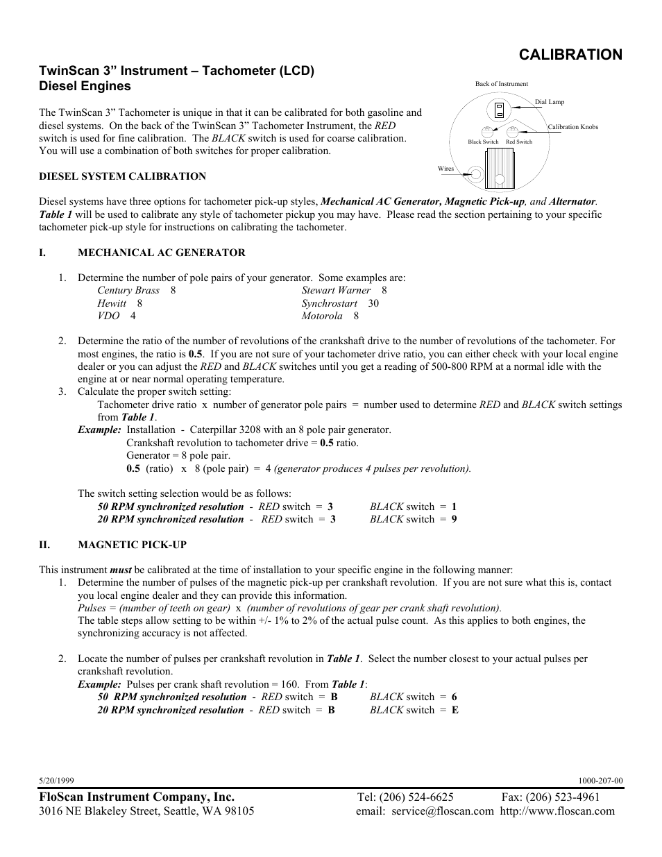 Calibration, Floscan instrument company, inc | Floscan Instrument TWINSCAN 3TB013U User Manual | Page 15 / 18