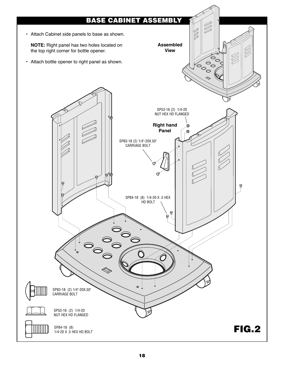 Fig.2, Base cabinet assembly | Fiesta FG50057 User Manual | Page 18 / 32