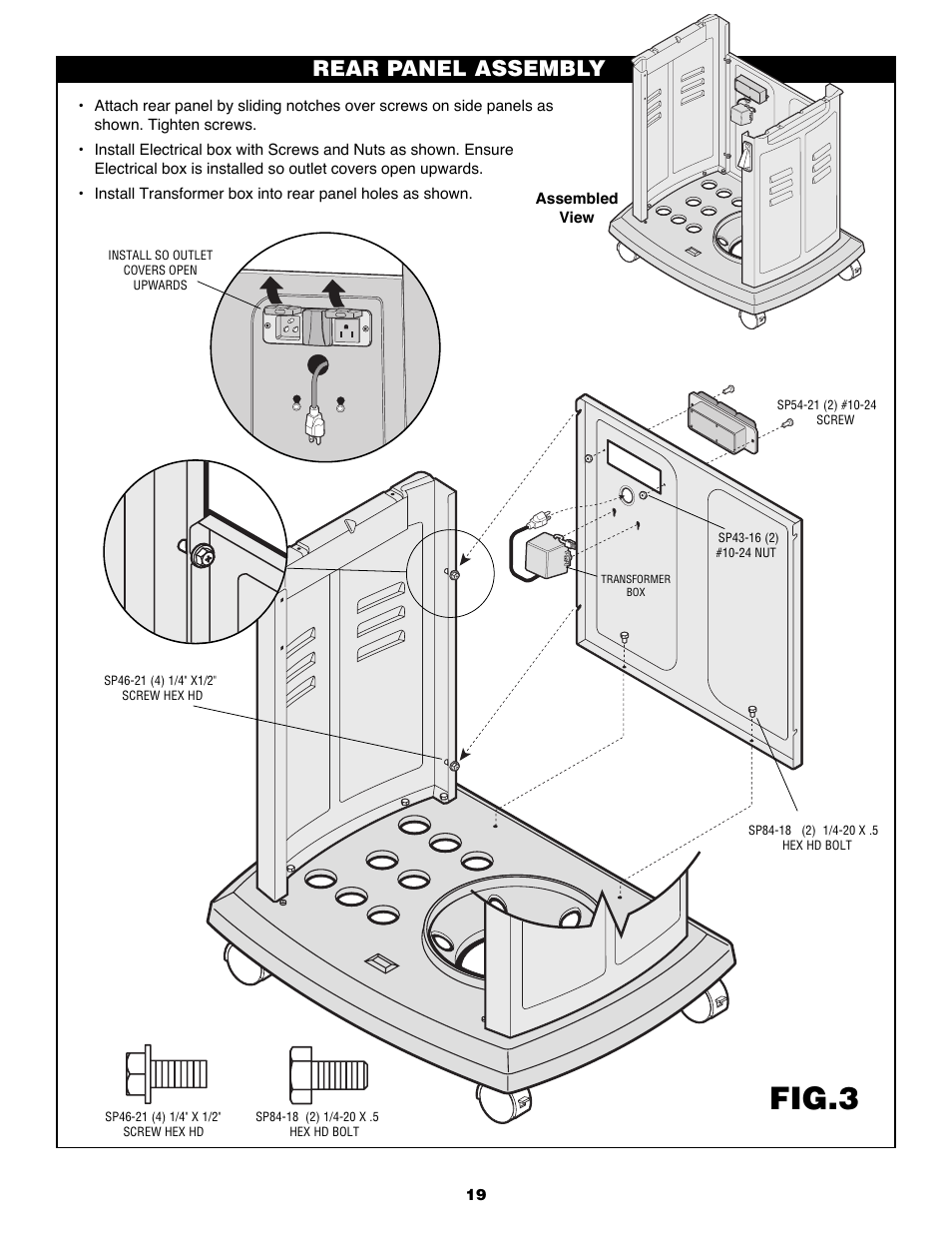 Fig.3, Rear panel assembly | Fiesta FG50057 User Manual | Page 19 / 32