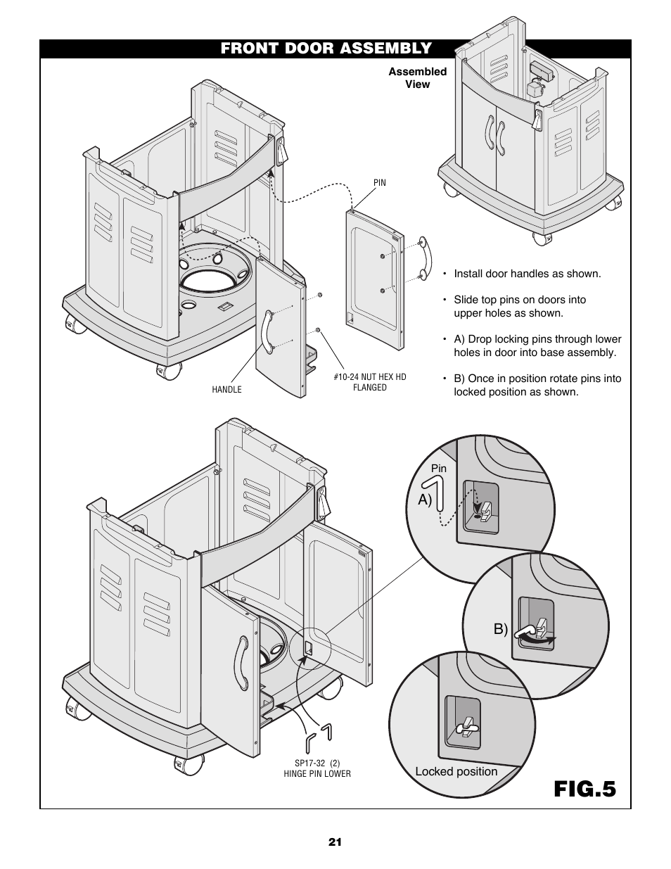 Fig.5, Front door assembly, A) b) | Fiesta FG50057 User Manual | Page 21 / 32