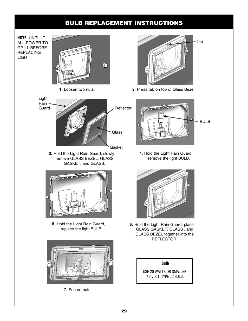 Bulb replacement instructions | Fiesta FG50057 User Manual | Page 29 / 32