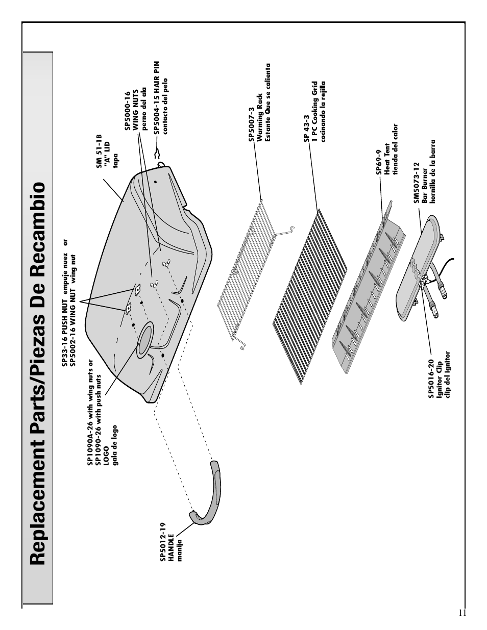 Replacement p arts/piezas de recambio | Fiesta EHA2240-B404 User Manual | Page 11 / 12