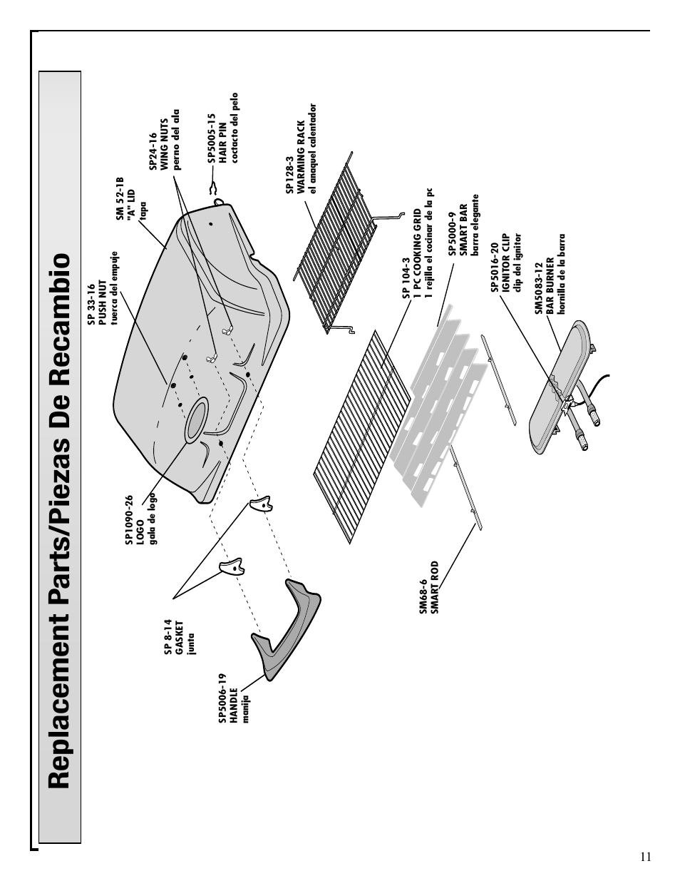 Replacement p arts/piezas de recambio | Fiesta OUTDOOR GAS BARBEQUE EZA34545-B403 User Manual | Page 11 / 12