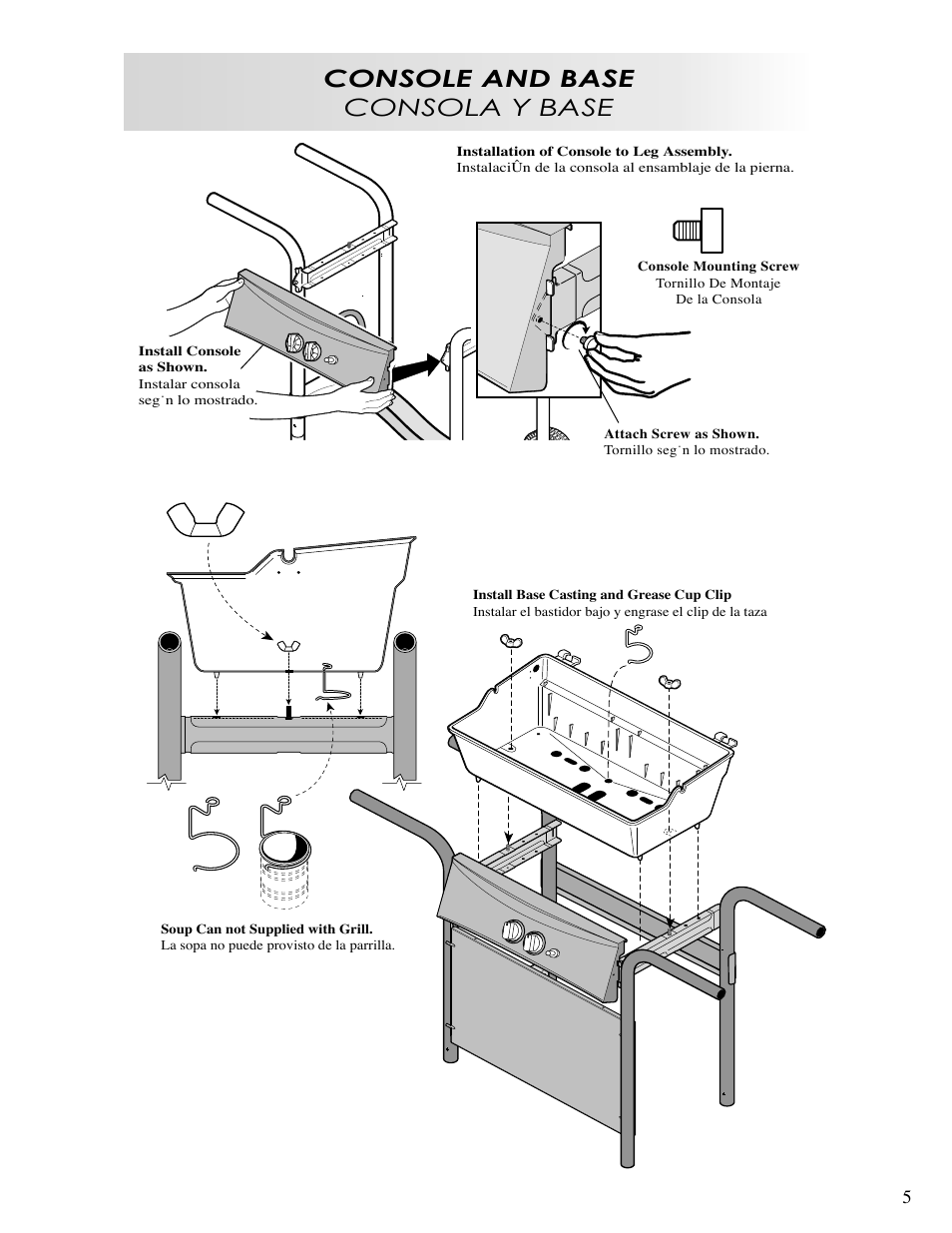 Console and base consola y base | Fiesta OUTDOOR GAS BARBEQUE EZA34545-B403 User Manual | Page 5 / 12