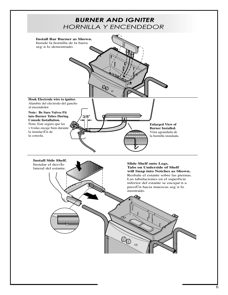 Burner and igniter hornilla y encendedor | Fiesta OUTDOOR GAS BARBEQUE EZA34545-B403 User Manual | Page 6 / 12
