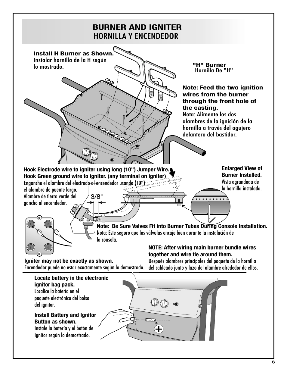 Burner and igniter hornilla y encendedor | Fiesta OUTDOOR GAS BARBEQUE/GRILL EZT40050-P317 User Manual | Page 6 / 12