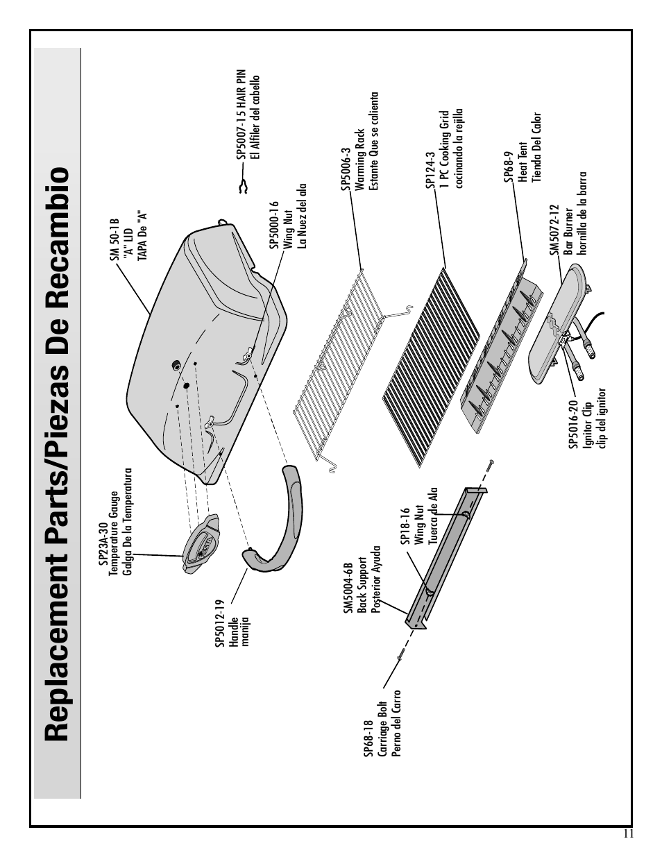 Replacement p arts/piezas de recambio | Fiesta EZA24025-B309 User Manual | Page 11 / 12