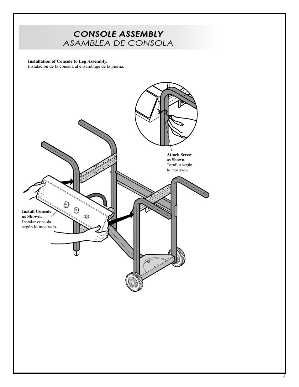 Console assembly asamblea de consola | Fiesta EZA24025-B309 User Manual | Page 4 / 12