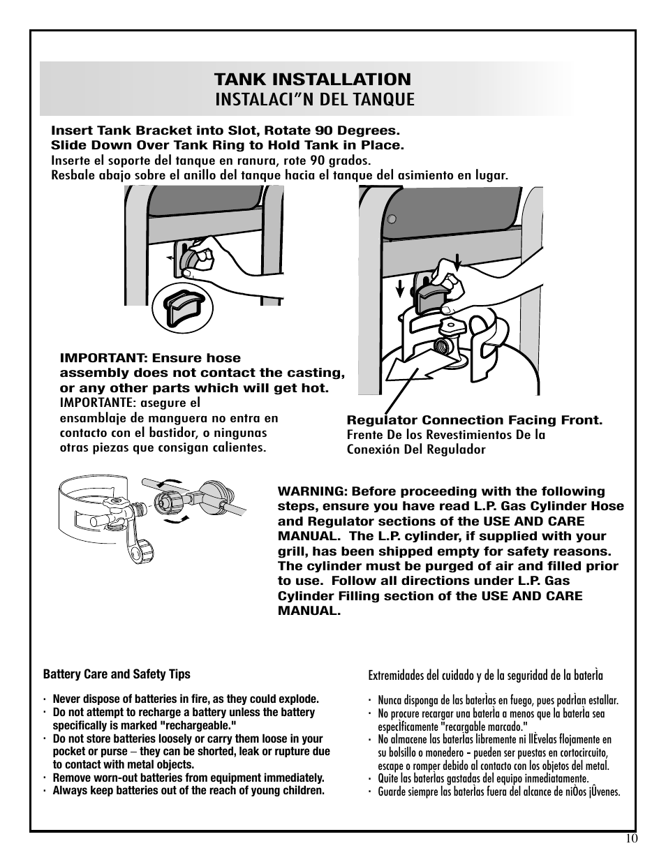 Tank installation instalaci”n del tanque | Fiesta EZT40050-P344 User Manual | Page 10 / 12