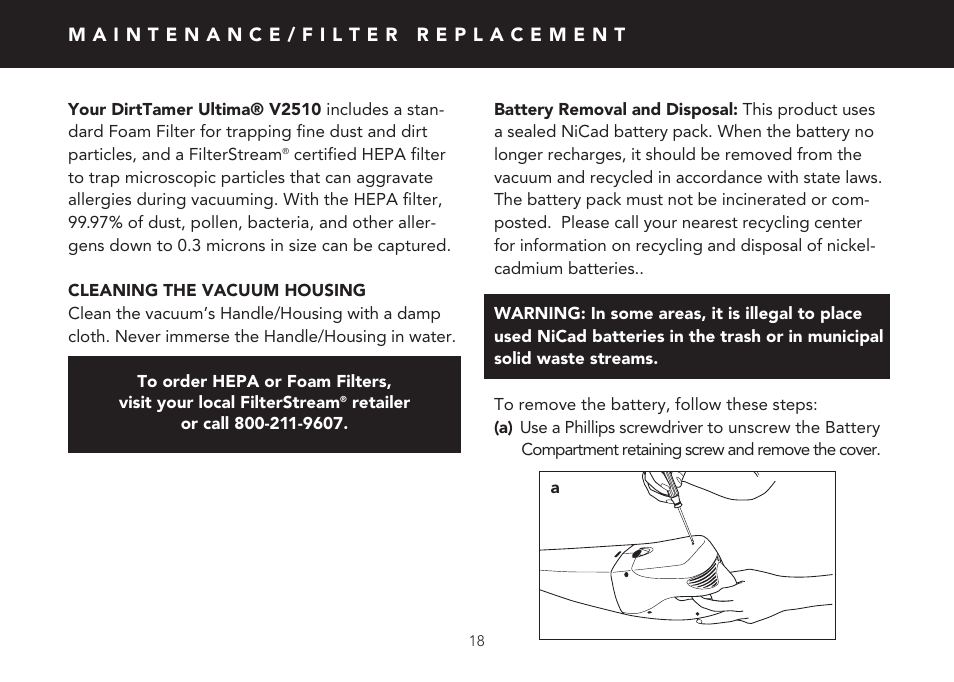 FilterStream V2510 User Manual | Page 18 / 20