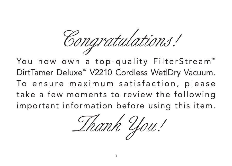 FilterStream V2210 User Manual | Page 3 / 20