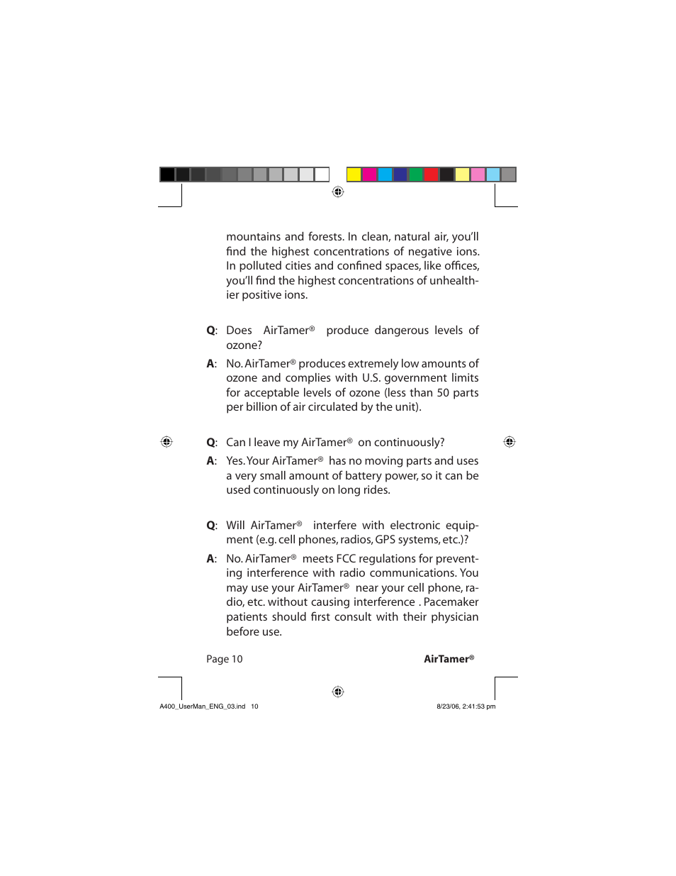 FilterStream AirTamer A400 User Manual | Page 12 / 14