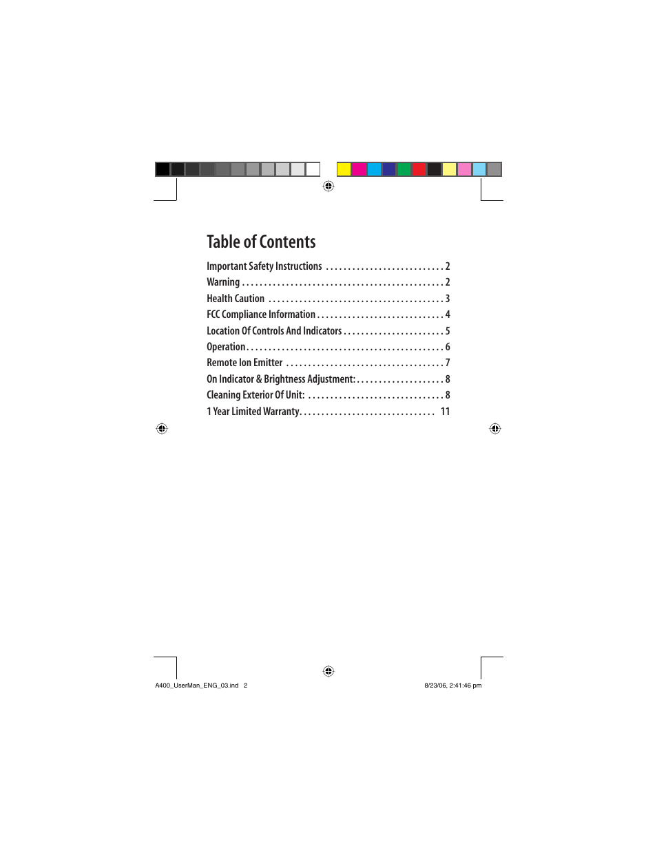 FilterStream AirTamer A400 User Manual | Page 2 / 14